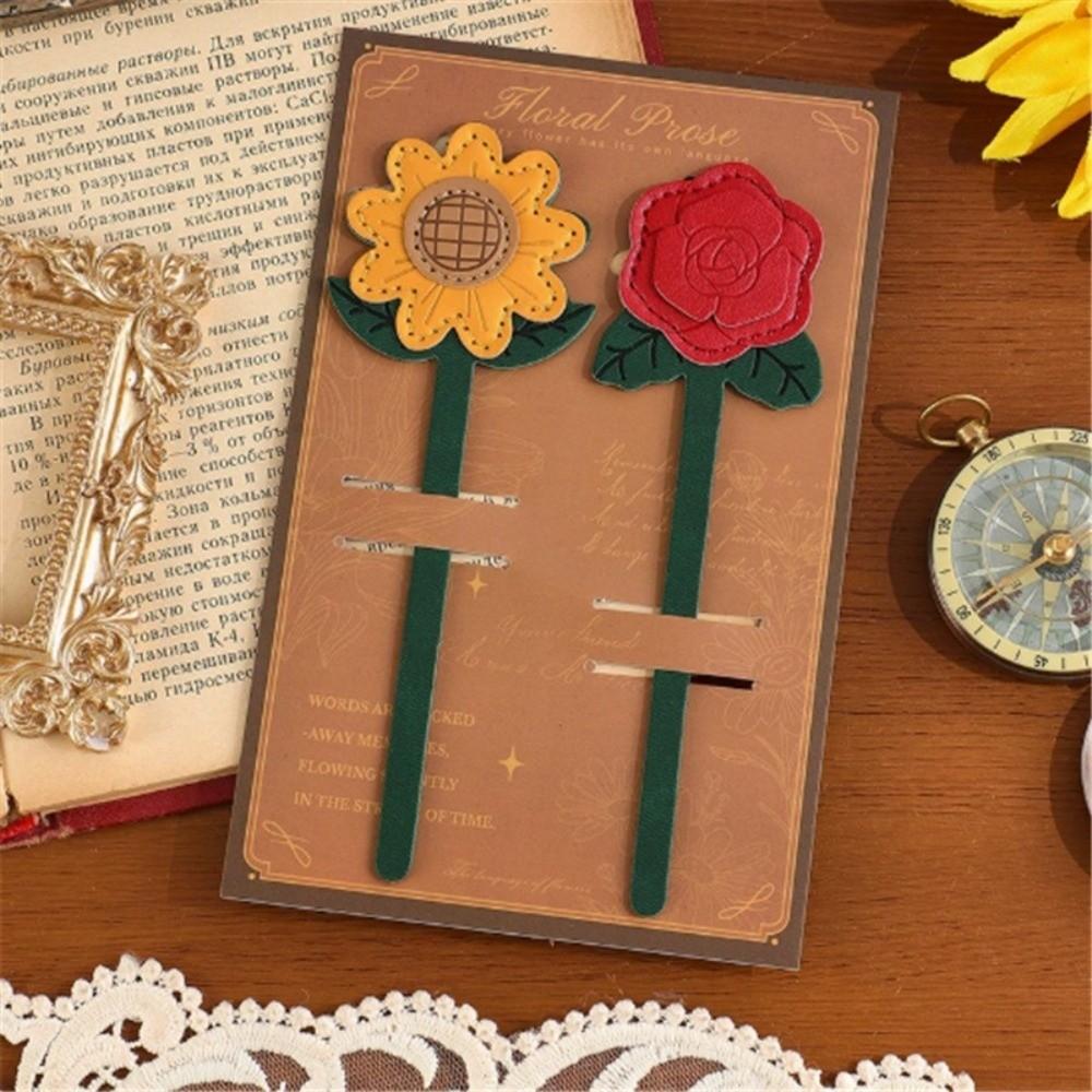 3D Embossed 3D Floral Bookmarks Creative Page Clips Cute Leather Bookmarks  Book Lovers