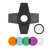 NiceFoto SN-33 Photography Light Barn Door Barndoor with Honeycomb Grid 5pcs Color Filters for Mini