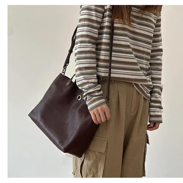 Johnature Женская сумка из натуральной кожи в стиле ретро, большая вместимость, универсальные сумки через плечо