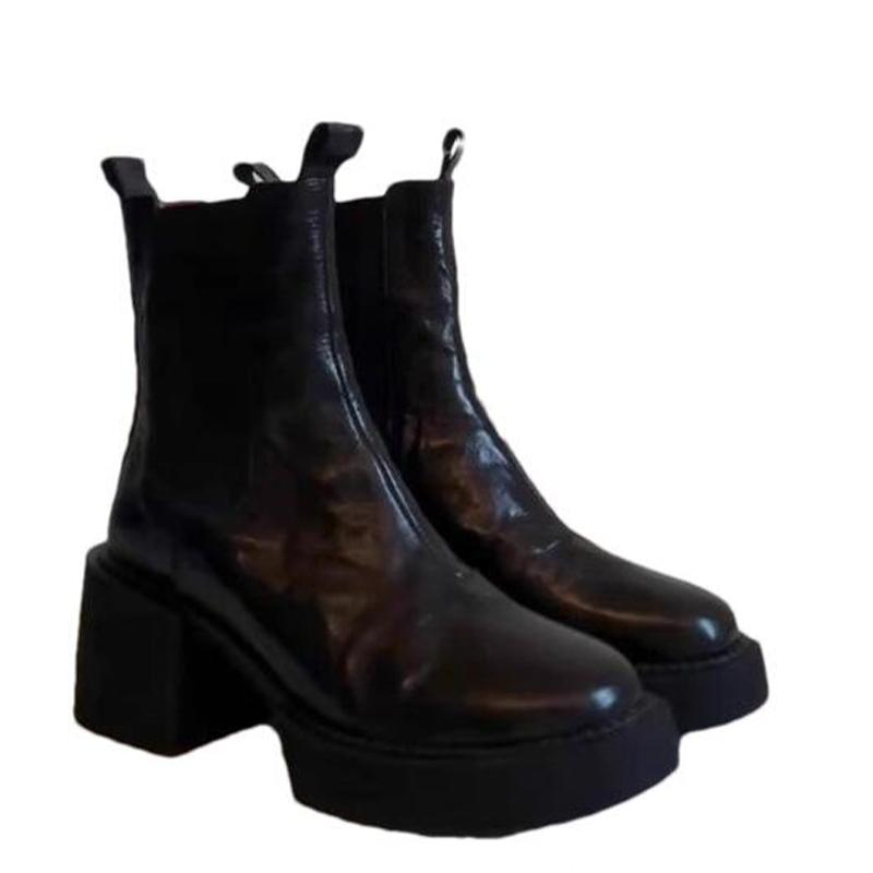 Модные женские кожаные ботильоны на высоком каблуке, дизайнерские элегантные теплые прохладные ботинки для женщин 2025 года, новое зимнее платье, уютные ботинки Mujer