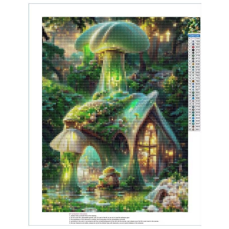 5D DIY Алмазная картина Природа Пейзаж Дом Строительство Алмазная вышивка Картина Полная круглая Алмазная мозаика DIY Домашний декор Подарок