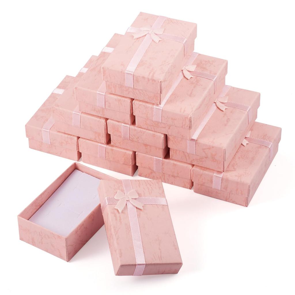 12Pcs Black Small Jewelry Gift Boxes 3.19x2.03 Inch Bracelet  Earring Packaging Boxes With Lids Bowknot for Easter Valentines Day Jewelry Display