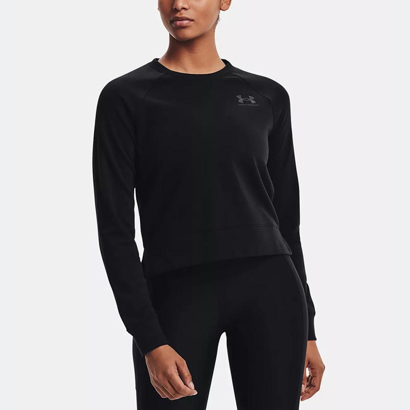 Under Armour Rival Terry Crew Sweatshirt Women Sweatshirt Black 1369461-001