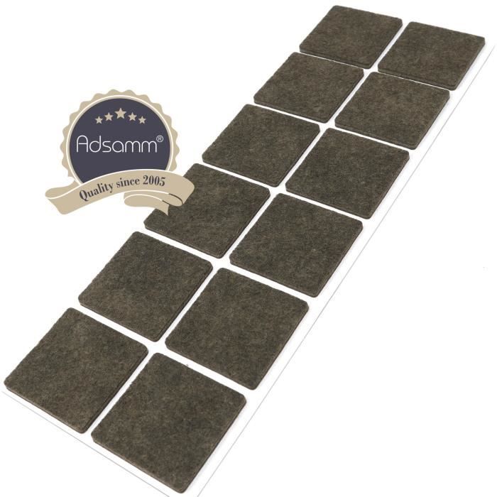 Patins en feutre - ADSAMM - 40x40 mm - Marron - Auto-adhésif - Lot de 12