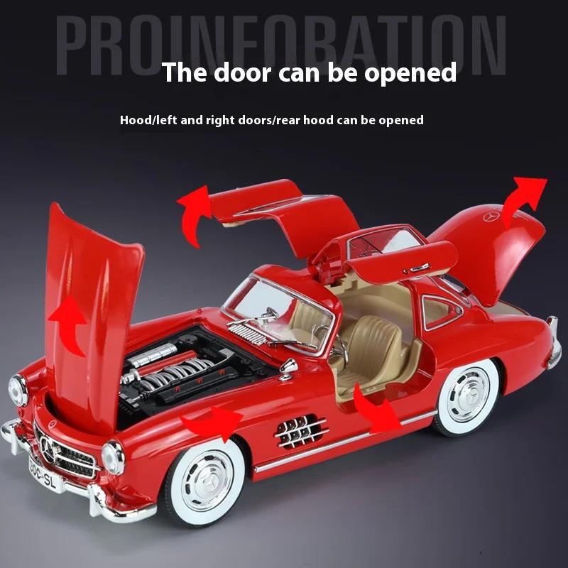 1/24 Mercedes-Benz 300SL 1936 Классическая машина Литая модель автомобиля Звук Свет Детские игрушки Коллекционные предметы Хобби Подарки на день рождения