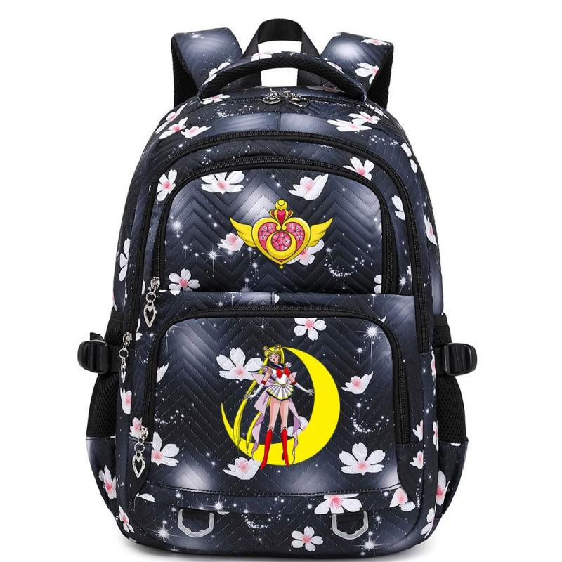 Youth Campus Style Cartoon Print Multi-Compartment Lightweight School Backpack Teen Girls Boys