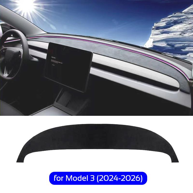 ПротивоУФ коврик на приборную панель для Tesla Model 3 Y 2021-2026 Juniper Highland Козырек на центральную консоль Защитная накладка Автоаксессуары