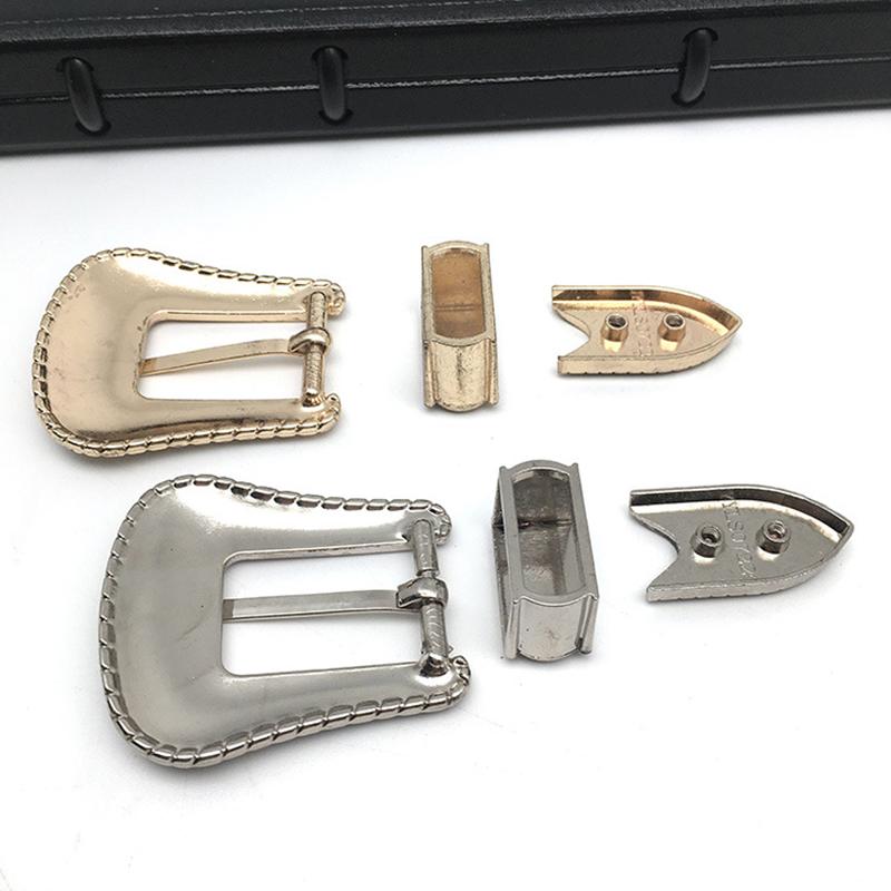 1Set Replacement Parts Craft Buckle DIY For Men Vintage Alloy Belt Buckle Embossed Three Piece Pin