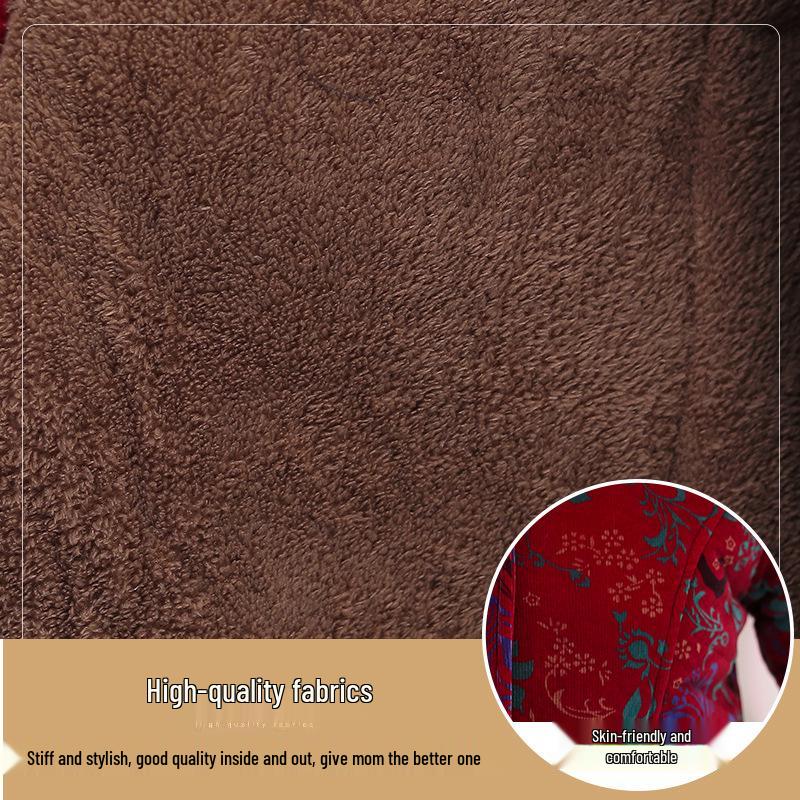 Grandma's Plus Velvet Winter Coat: Thick Cotton Jacket for Middle-Aged & Elderly Women (60-70 Years)