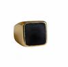 Квадратное кольцо с плоским черным ониксом, 925 проба, цельное стерлинговое серебро, кольцо из чистой меди, мужское кольцо-печатка, украшения ручной работы