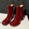 Chunky Leather Women Ankle Boots Fashion Winter High Heels Shoes New Brand 2025 Trend Sexy Goth Pumps Designer