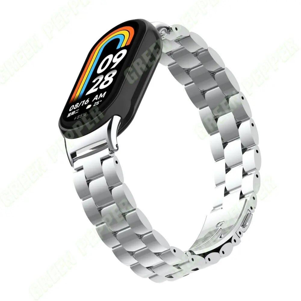 Strap for Mi Band 8 Bracelet Metal Wristband for Xiaomi Mi Band 8 NFC Stainless Steel Correa Miband 8 Replacement Accessories