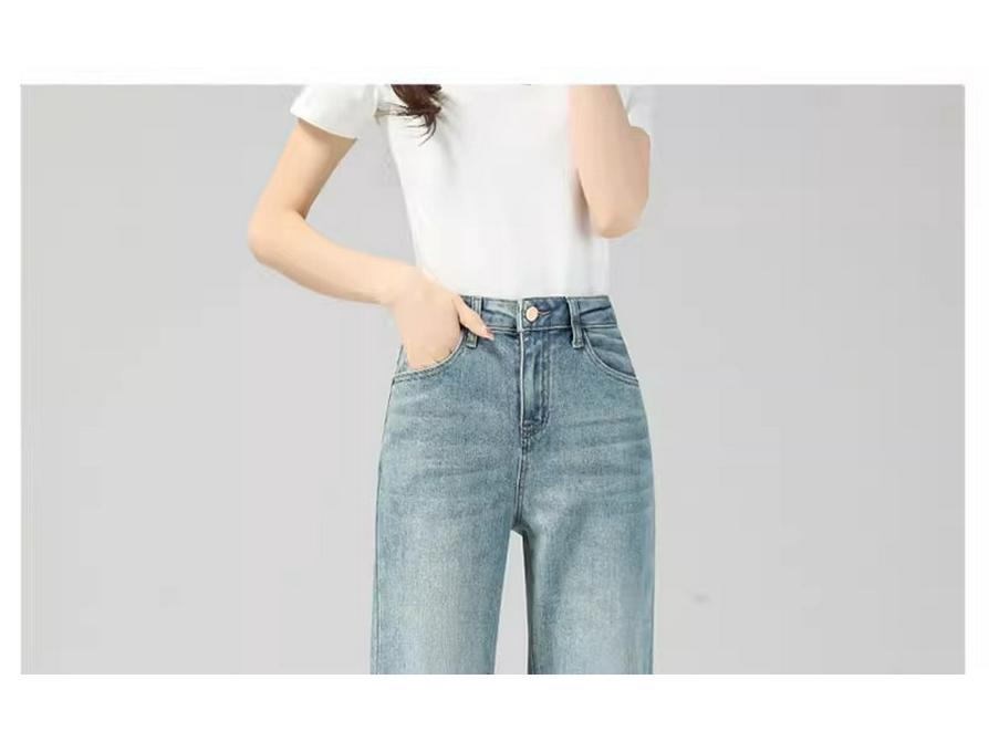 Женские джинсы прямого кроя с высокой посадкой: Весна 2025, Стройнящий стиль, Светлая стирка, Варианты узких и широких брюк.
