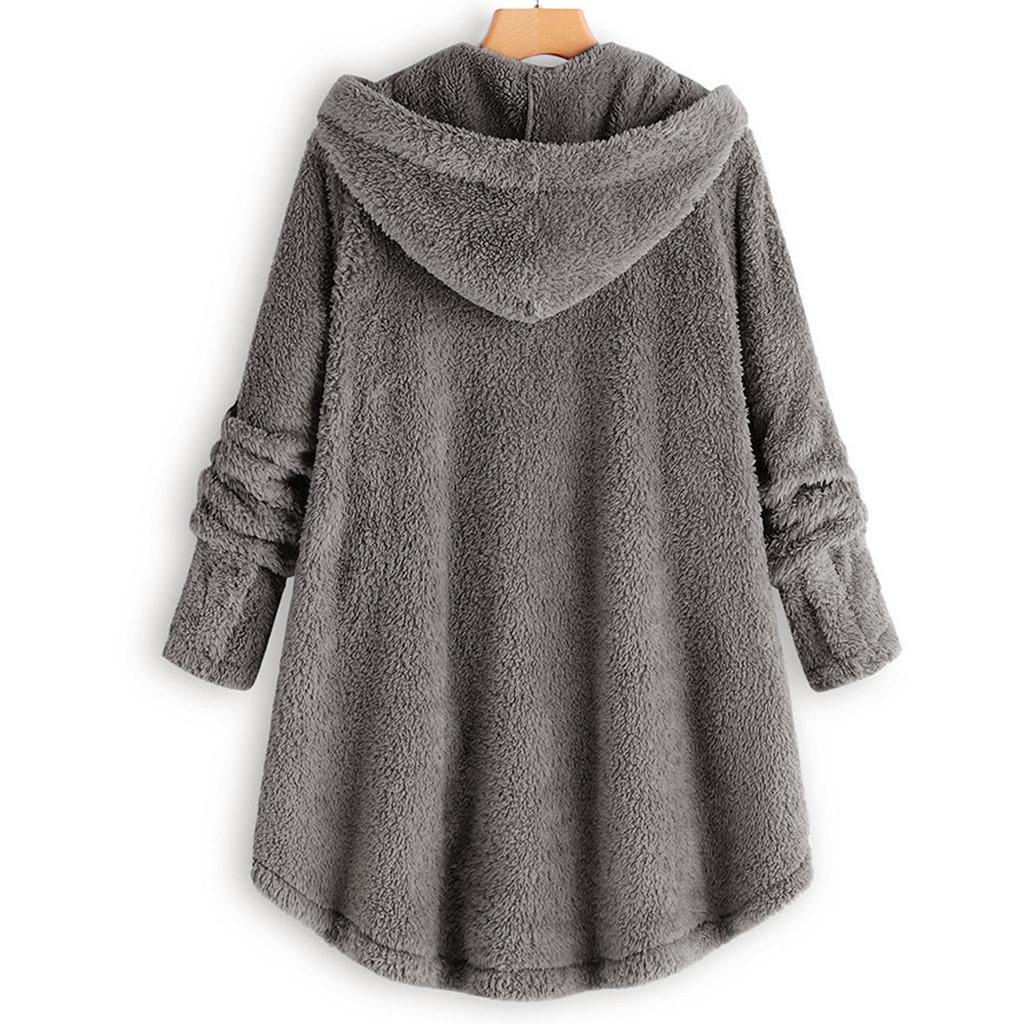 Fashion Women Button Coat Tail Tops Hooded Pullover Loose Sweater