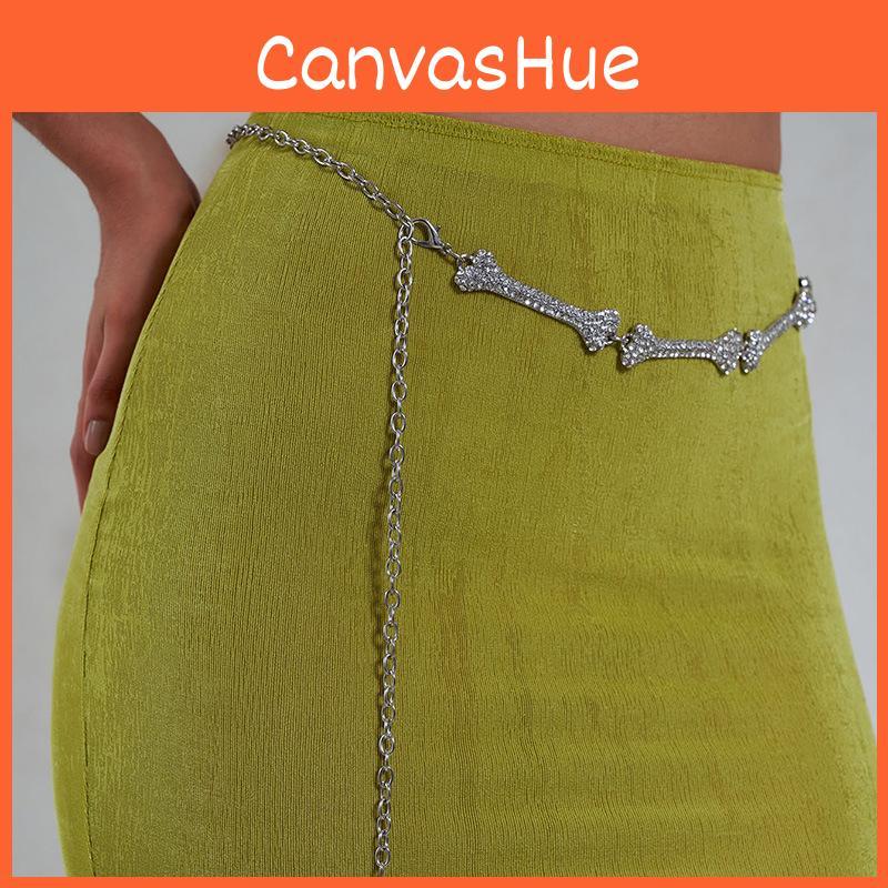 Женская металлическая поясная цепочка с дизайном костей и украшением из стразов для повседневных и официальных мероприятий