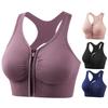 Bra Front Zipper Closure Solid Color Vest Type Hollow Out Back Adjustable Shockproof