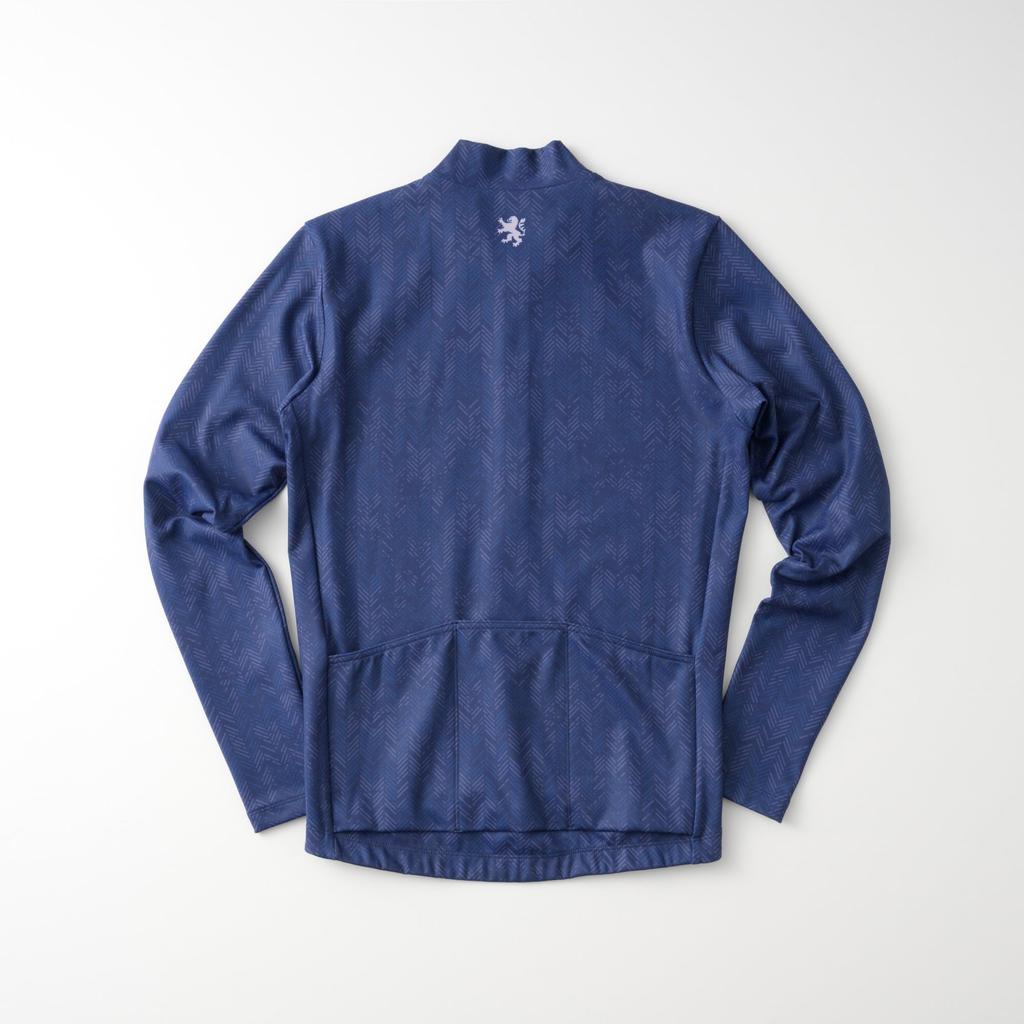 Kapelmuur Cycling Long Sleeve Jersey Warm Fade Navy Blue (10-15°C), Herringbone,