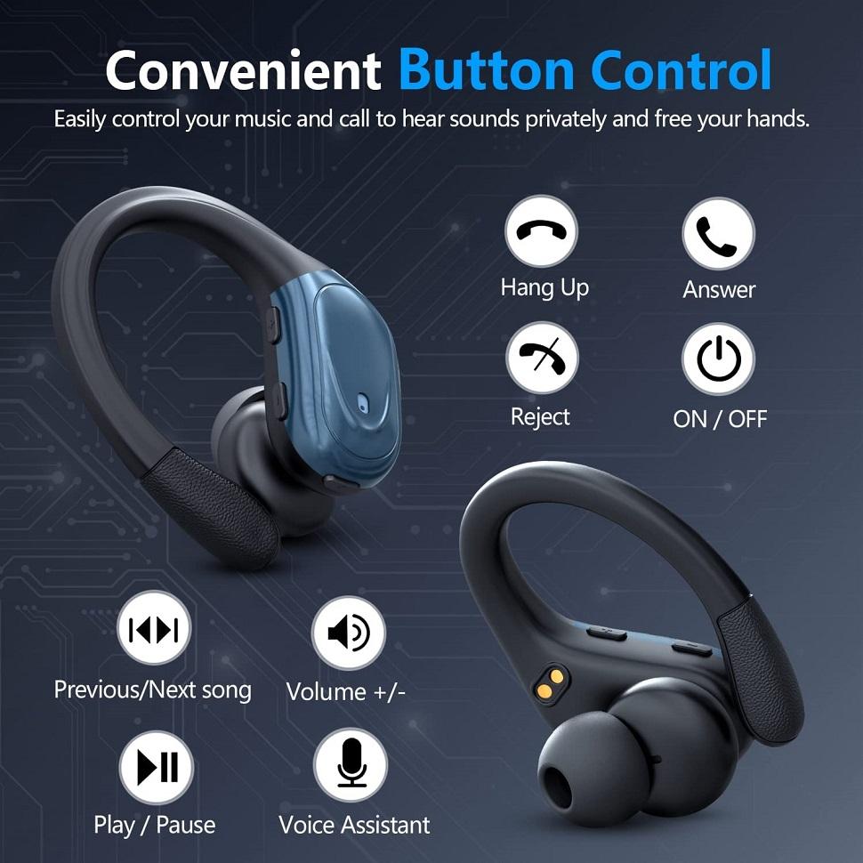 Спортивные TWS Bluetooth 5.1 Наушники с Микрофоном Беспроводные Наушники Светодиодный Дисплей Наушники с Шумоподавлением Внутриканальные Водонепроницаемые Наушники