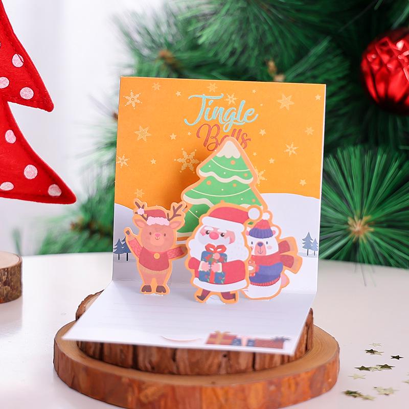 3D Christmas Pop-up Cartoon Greeting Card with Envelope - Christmas Eve Blessing Gift
