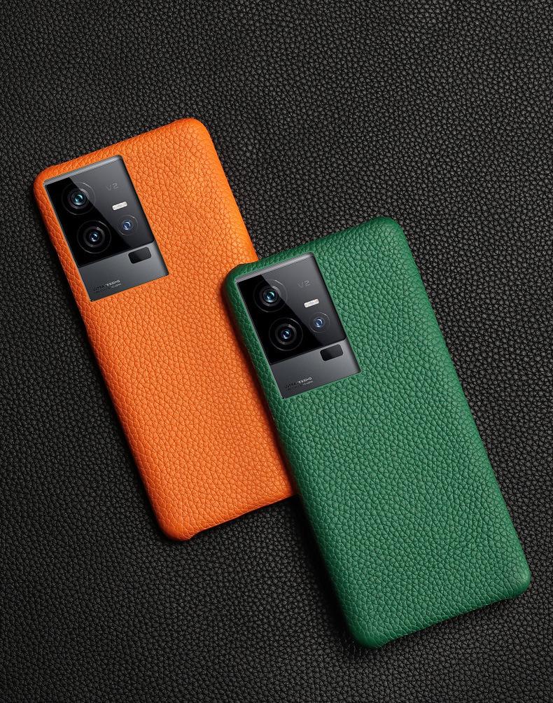 Чехол-накладка iQOO Z8 с текстурой личи из кожи