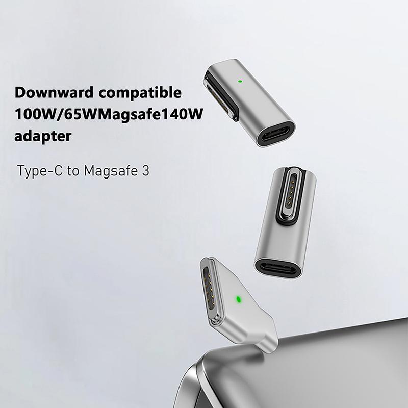 140W Type C Magnetic Adapter For Apple Magsafe 1/2/3 For Macbook Air Pro 90Degree Elbow Usb C Female Fast Charging Converter