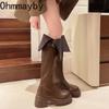 Autumn Winter Platform Women Over The Knee High Boots Fashion Slip On Thick High Heels Concise Long Botas De Mujer