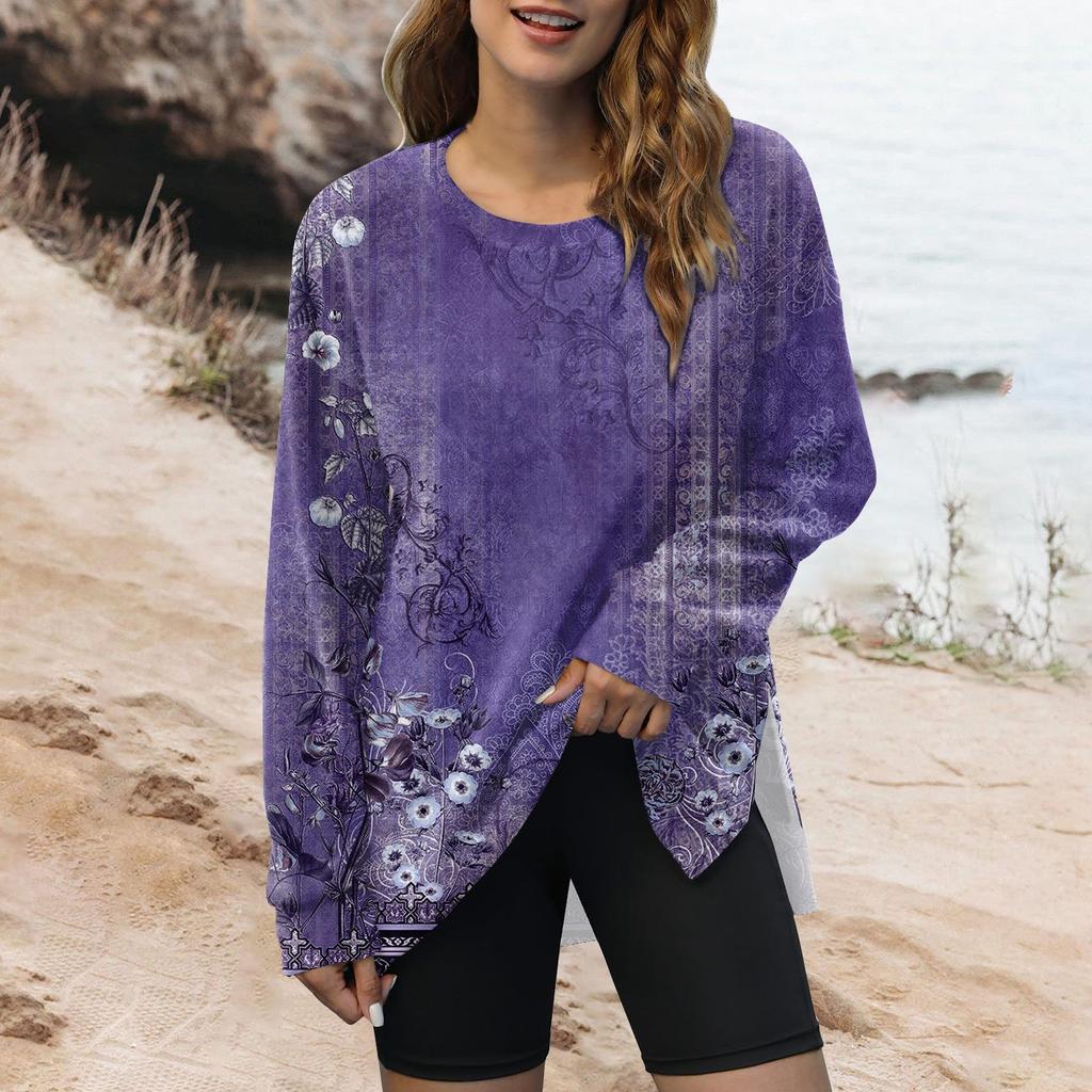 Женский модный пуловер с круглым вырезом и длинным рукавом с принтом, верхняя толстовка