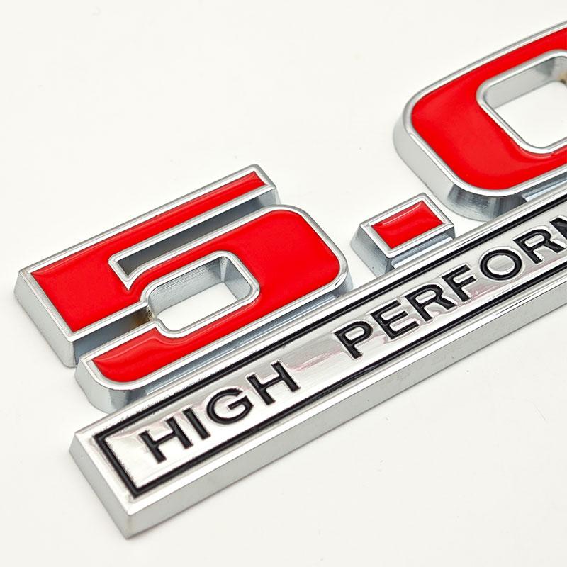 3D Metal Red Chrome 5.0 High Performance Car Rear Trunk Stickers Front Grille Badge Emblem for Ford Mustang Accessories