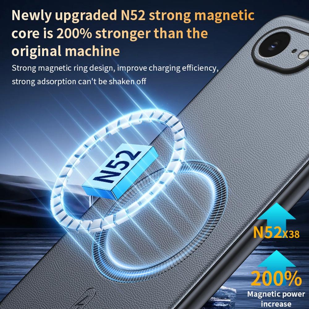 Для iPhone 16e Чехол Совместимый с MagSafe Покрытый кожей ТПУ+ПК Чехол для телефона