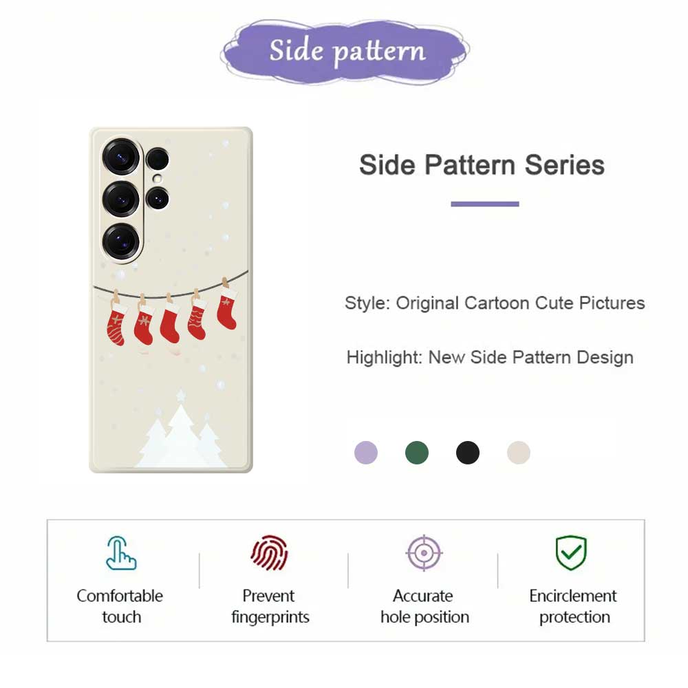 For Samsung Galaxy S25 Ultra Case Christmas Stockings Pattern Printing Straight Edge TPU Phone Back Cover