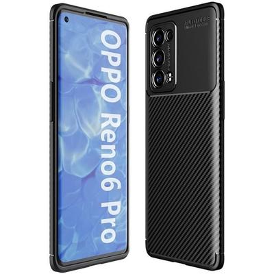 Защитный чехол - E.F.CONNECTION - OPPO Reno 6 Pro - Силикон и ТПУ - Стальные штрихи - Черный