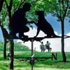 Metal Weather Vane Ornaments Suitable for Gardens Roofs Man and Dog Designs Iron Construction Wind Direction Indicators
