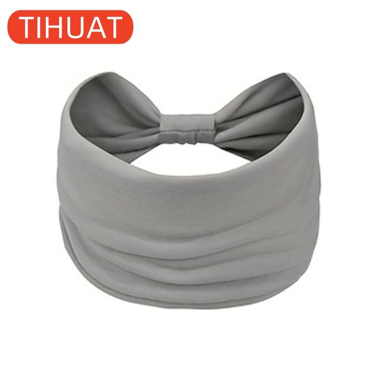 1pc Boho Solid Wide Headbands Vintage Knot Elastic Turban Head Wrap for Women Girls Soft Bandana Hair Accessories