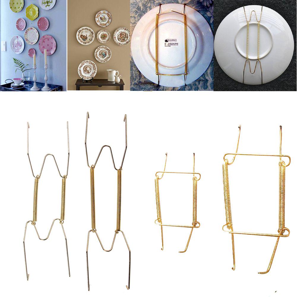 Home Decor Invisible Square Spring Holder Wall Display Plate Dish Hangers W Type Hook