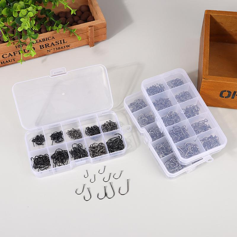 100-500Pcs Fishing Hooks Set High Carbon Steel Sharp Durable Barbed Fishhook Rock Fishing Equipment Gear Tackle Accessories
