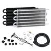 Universal 304.8X190.5X19.05 6 Row Aluminum Remote Transmission Oil Cooler Kit/Auto-Manual Radiator Converter