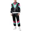 Женский спортивный костюм в стиле 80-х Color Block Сатиновый С воротником-стойкой С длинным рукавом На молнии Спортивный комплект