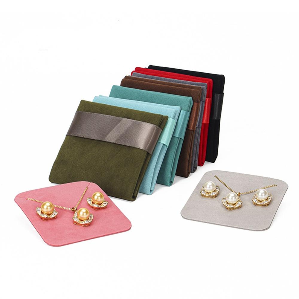 Double-sided Velvet Jewelry Bag Flip Earring Necklace Square Storage Socket Gift Packaging Bag Jewelry Packaging Display Pouches