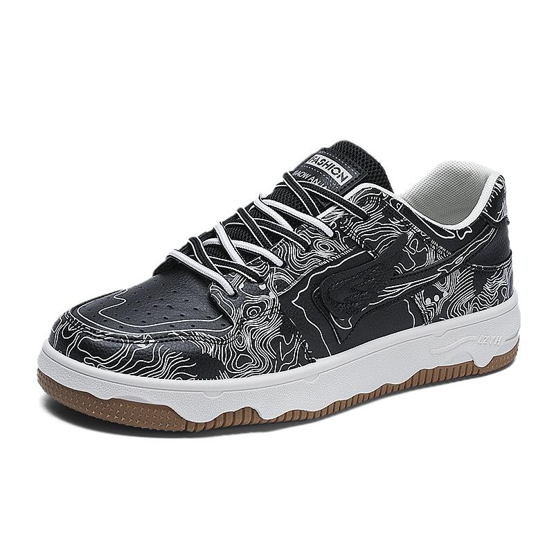 Туфли Guochao Design Thick Baseplate, модные повседневные туфли с низким верхом из дышащей кожи, мужская обувь