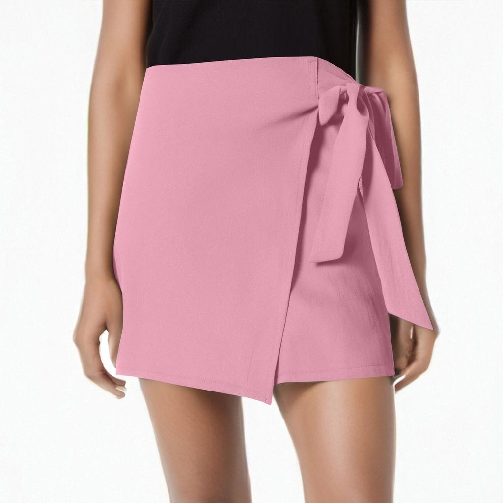 Женские однотонные повседневные шорты из льна и хлопка с поясом