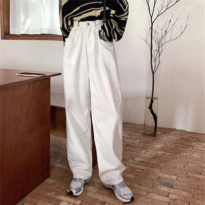 Широкие белые джинсы для женщин, мешковатые джинсовые брюки с высокой талией, полная длина, одежда, брюки, винтажная уличная одежда, новинка 2022 года