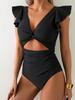 Women's Ruffle Backless High-Waist Slimming One-Piece Bikini Swimsuit