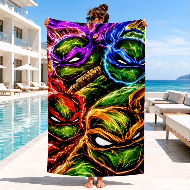Turtle Warrior In Flames Beach Towel, Super Soft Microfiber, Perfect Gift for Her/Him, Birthday, for Pool, Beach, Travel, Decor Beach Party