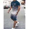 Simple Marble 3D Print Summer Casual Men's Crewneck Top And Shorts Urban Street Fashion Men's Suit Everyday Casual Comfort