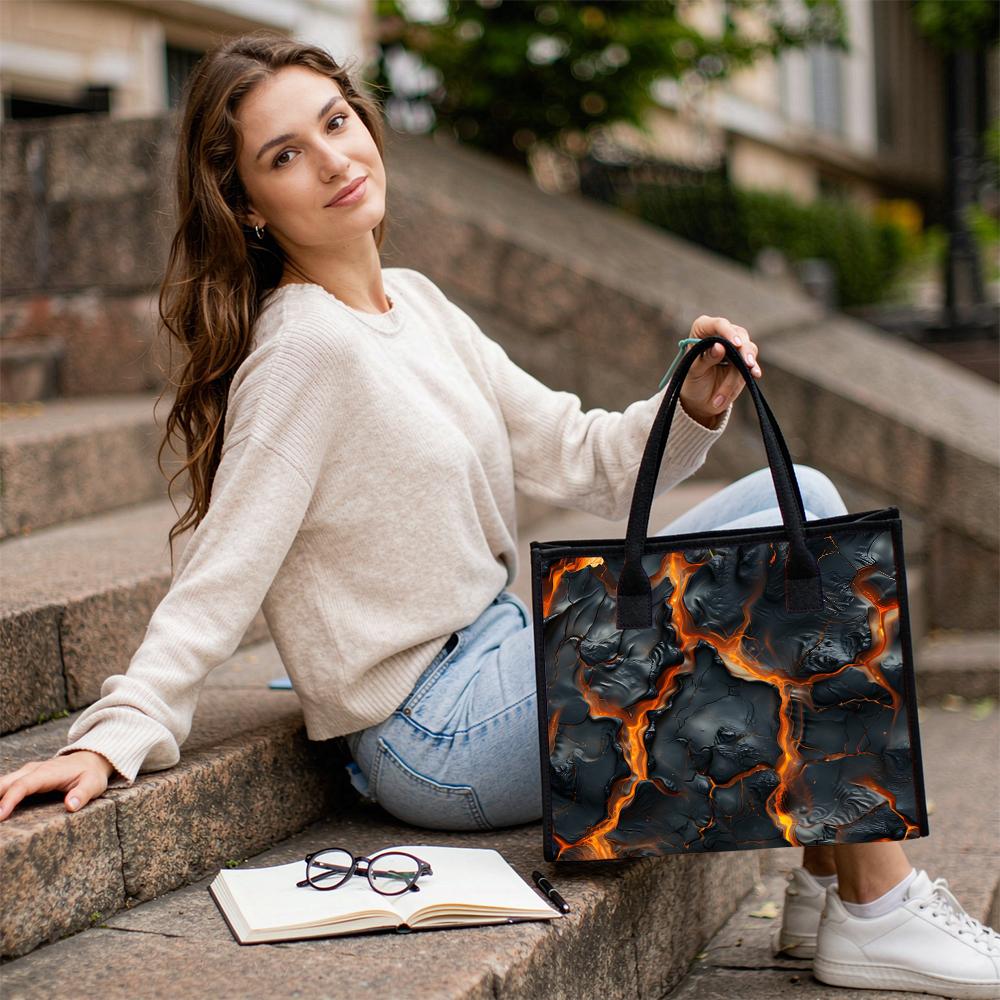 Fashion Lava Pattern Large Tote Bag Casual Durable Shoulder Handbag For Daily Use Shopping Travel