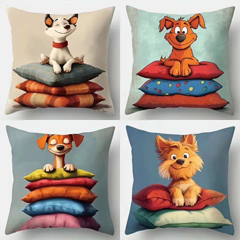 pcs Cute puppy pattern digital printing pillow cover Short plush Suitable living rooms bedrooms sofas throw cushion cover