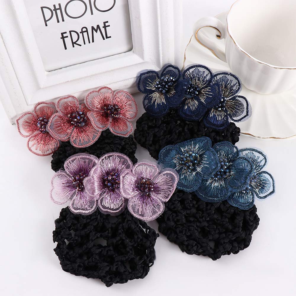 Банковский персонал Сетка Цветок Корейский стиль Головной убор Аксессуары для волос Женская заколка Бант Сетка для пучка Снуд