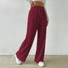 Autumn Pant Elastic Waist Solid Colour High Waist Casual Women's Trousers