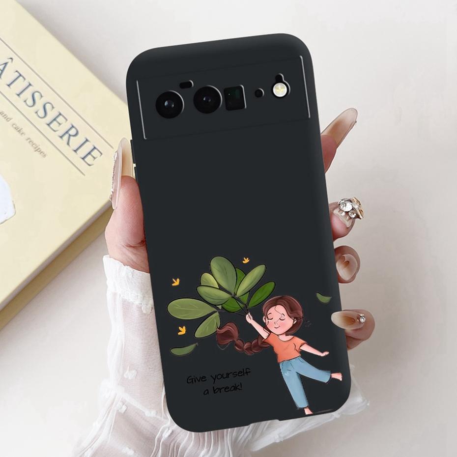 Fashion Painting Phone Case For Google Pixel 6 Pro 6a Black Silicone Soft Cover For Google Pixel6 Pixel6a 6Pro Cases Bumpers