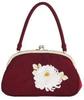 Ando Handbag with Embroidered Tachibana and Chrysanthemum Perfect for Entrance and with Suitable for Both Japanese and Western Burgundy SBA-1 Women's